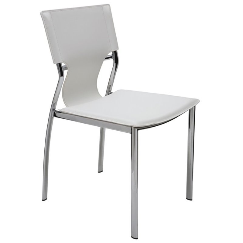 Nuevo Lisbon Leather Dining Side Chair in White Cymax Business