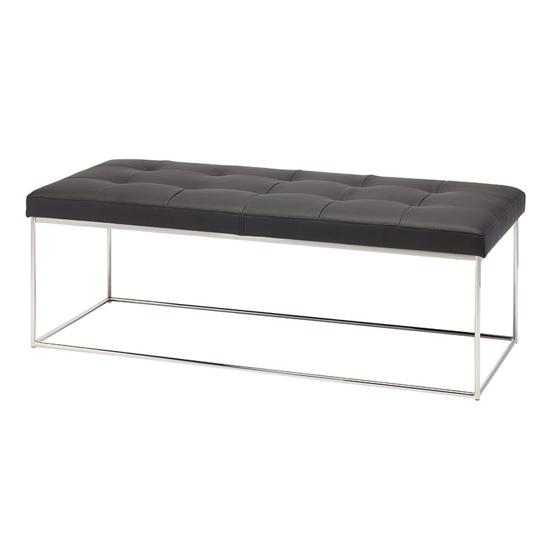 Nuevo Caen Faux Leather Tufted Bench In, Leather Tufted Bench