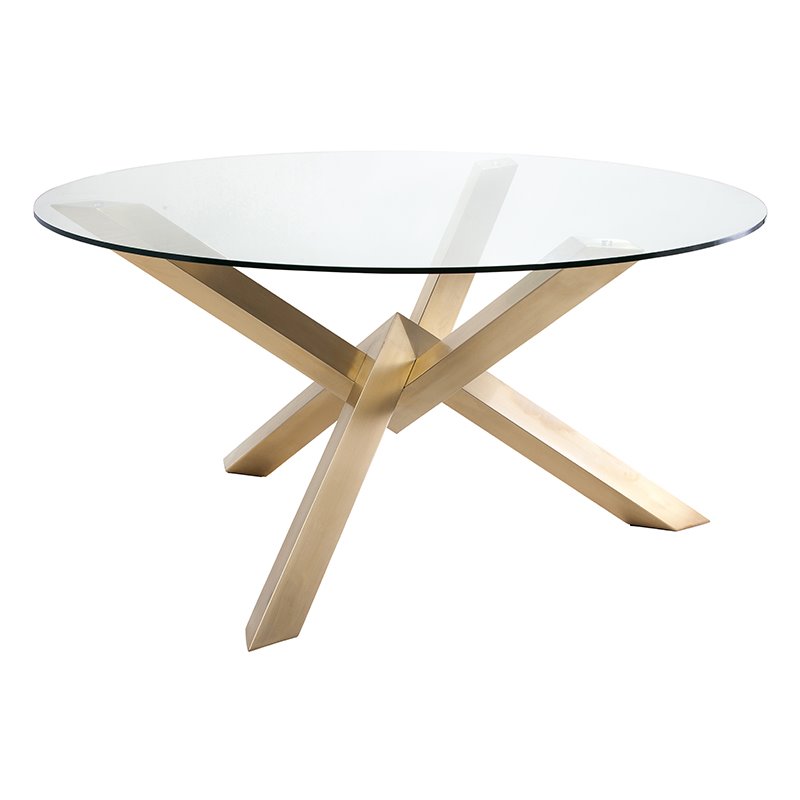 Nuevo Costa 59 25 Round Gl Top Dining Table In Gold Hgtb271 Round Gl Top Dining Table In Gold