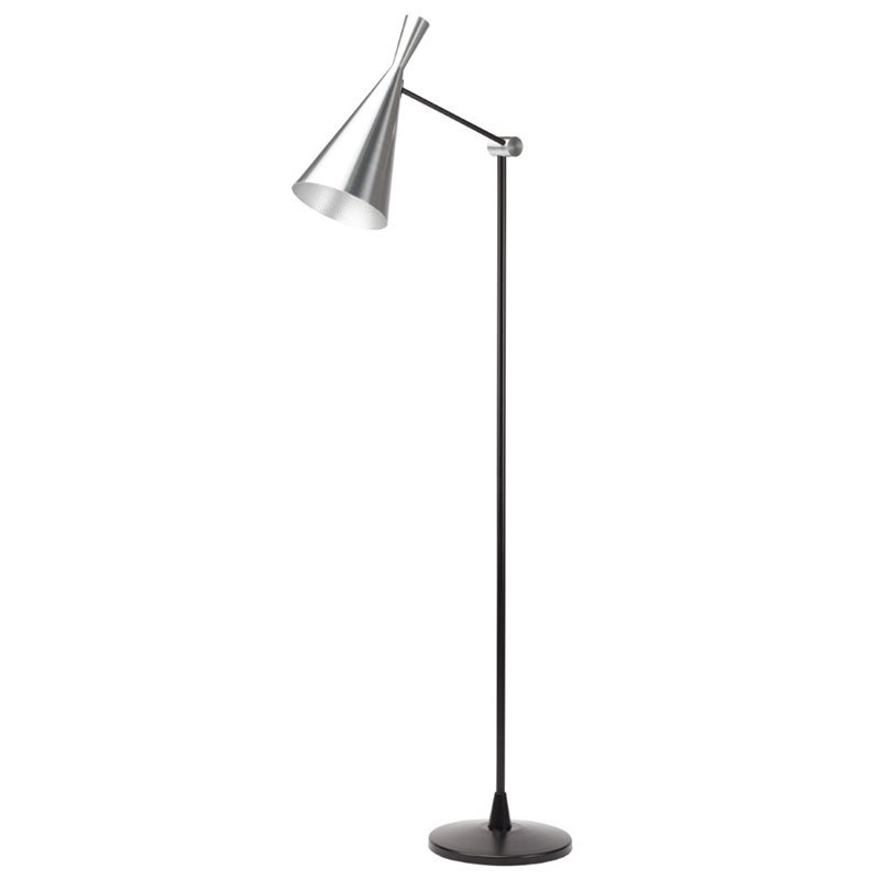 Nuevo Lloyd Steel Floor Lamp In Black And Silver