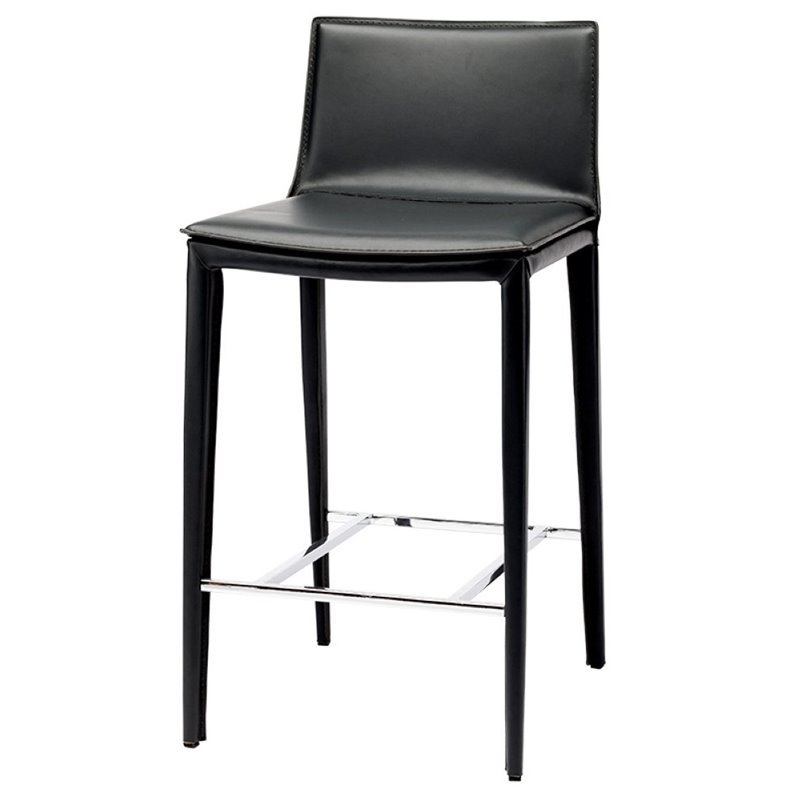 Nuevo Palma 26 Leather Counter Height Stool In Black Hgnd112
