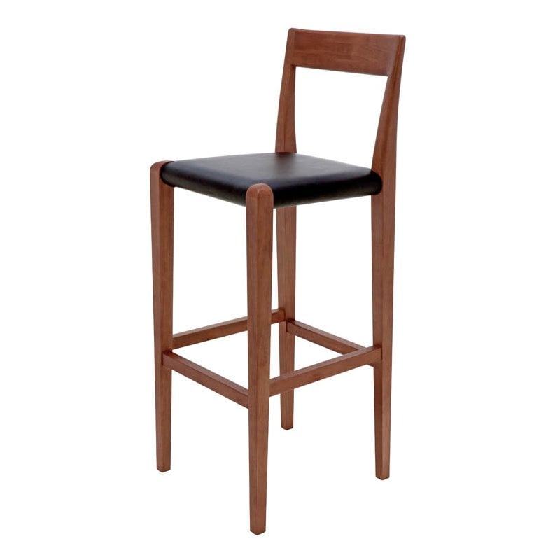 Nuevo Ameri 30" Leather Bar Stool in Black and Walnut ...