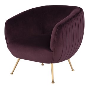nuevo sofia fabric & metal occasional chair in mulberry purple/brushed gold
