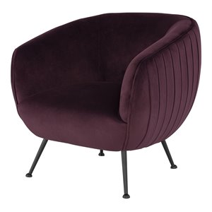nuevo sofia fabric & metal occasional chair in matte mulberry purple/matte black