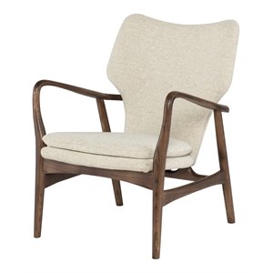 nuevo patrik fabric & ash wood occasional chair in shell beige/walnut