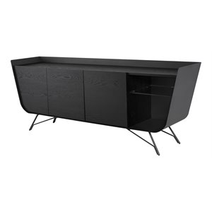 nuevo noori oak wood & steel metal sideboard cabinet in onyx black/titanium