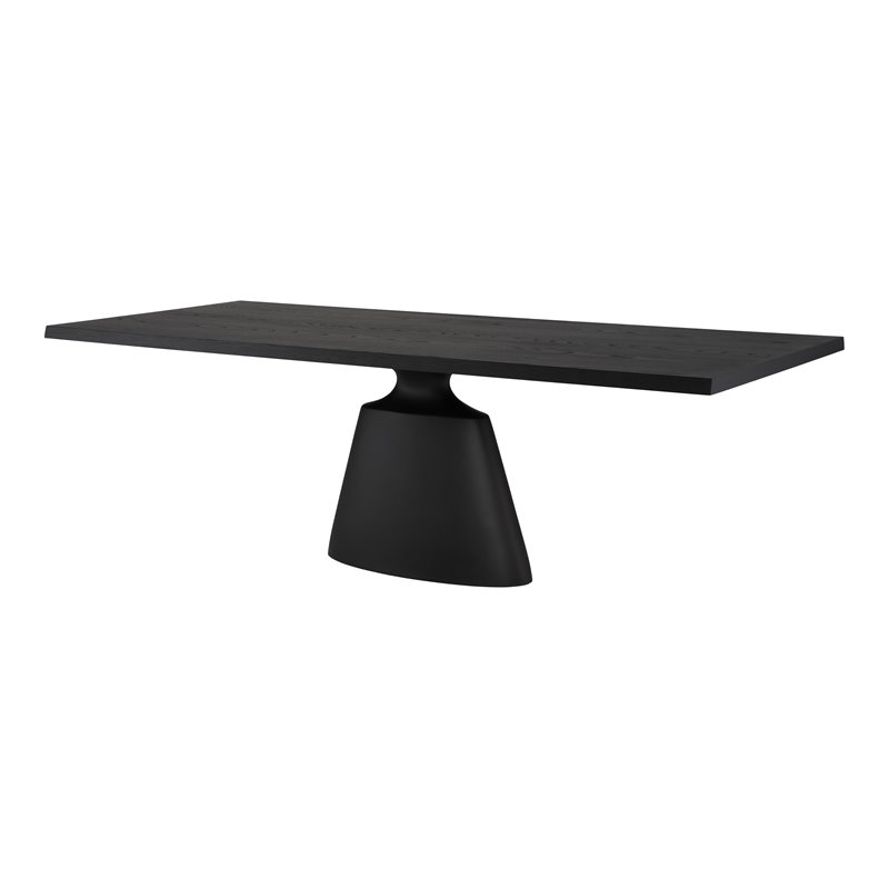 Nuevo Taji Contemporary Oak Veneer Wood Dining Table in Matte Onyx