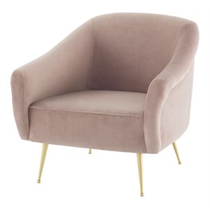 nuevo lucie fabric & metal occasional chair in matte blush pink/brushed gold
