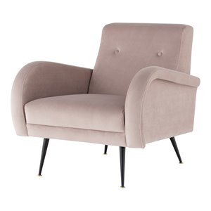 nuevo fabric and steel metal occasional chair in matte blush pink/matte black