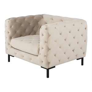 nuevo tufty fabric & metal single seat sofa in matte nude beige/matte black