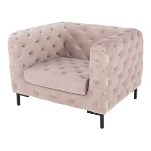 nuevo tufty fabric & metal single seat sofa in matte blush pink/matte black