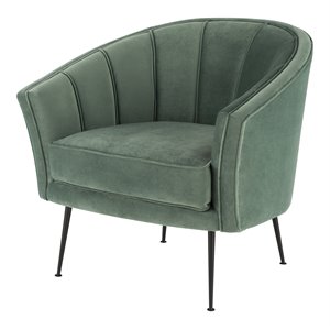 nuevo aria fabric & steel metal single seat sofa in matte moss green/matte black