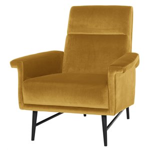 nuevo mathise fabric & metal occasional chair in mustard yellow/matte black