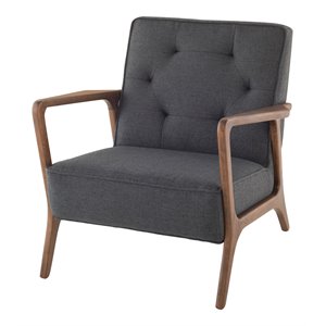 nuevo eloise fabric & ash wood occasional chair in matte storm gray/matte walnut