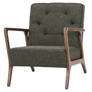 nuevo eloise fabric & ash wood occasional chair in hunter green tweed/walnut