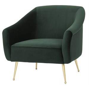 nuevo lucie fabric & metal occasional chair in matte emerald green/brushed gold