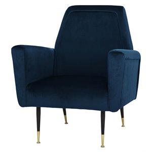 nuevo victor fabric & metal occasional chair in matte midnight blue/matte black