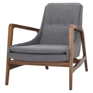 nuevo enzo fabric & ash wood occasional chair in matte shale gray/matte walnut