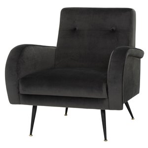 nuevo fabric and metal occasional chair in matte shadow gray and matte black