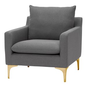 nuevo anders fabric & metal single seat sofa in matte slate gray/brushed gold
