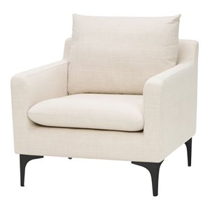nuevo anders fabric & metal single seat sofa in matte ivory sand/matte black