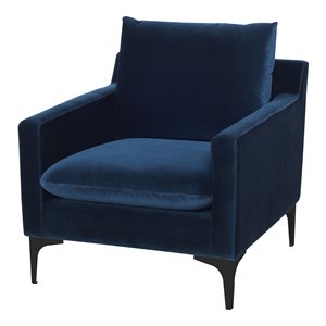 nuevo anders fabric & metal single seat sofa in matte midnight blue/matte black