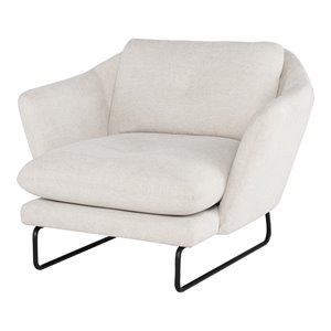 nuevo frankie fabric & steel metal single seat sofa in parchment white/black