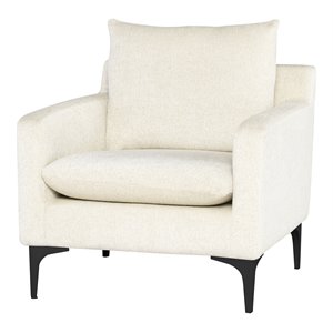 nuevo anders fabric & steel metal single seat sofa in coconut white/black