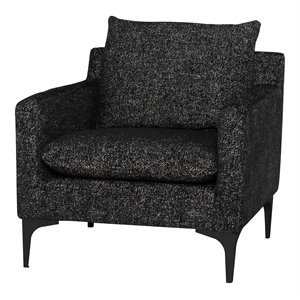 nuevo anders fabric & steel metal single seat sofa in salt pepper/black