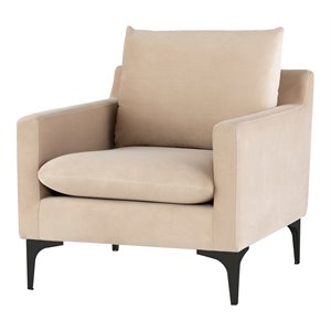 nuevo anders fabric & steel metal single seat sofa in nude beige/black