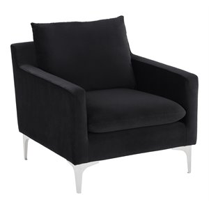 nuevo anders fabric & stainless steel single seat sofa in matte black/silver