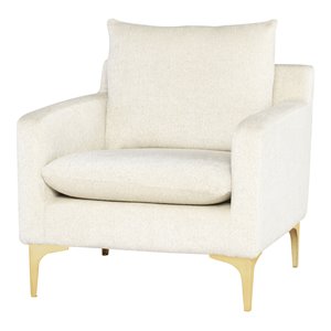 nuevo anders fabric & stainless steel single seat sofa in coconut white/gold