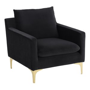 nuevo anders fabric & stainless steel single seat sofa in matte black/gold