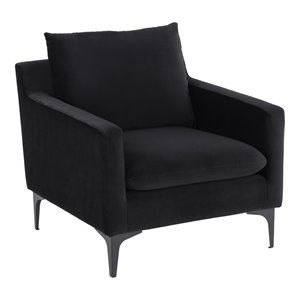 nuevo anders contemporary fabric & steel metal single seat sofa in matte black