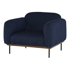 nuevo benson fabric & steel metal single seat sofa in true blue/black