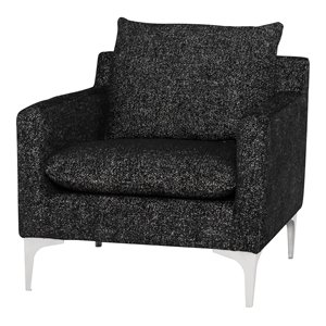 nuevo anders fabric & metal single seat sofa in salt pepper black/silver
