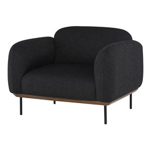 nuevo benson fabric & steel metal single seat sofa in charcoal/black
