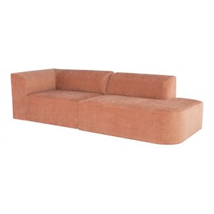 nuevo isla fabric & rubber left arm triple seat sofa in nectarine orange/black