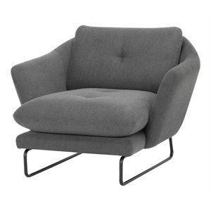 nuevo frankie fabric & steel metal single seat sofa in graphite gray/black
