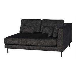 nuevo gigi fabric & steel metal right modular sofa in salt pepper/black