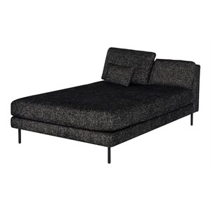 nuevo gigi fabric & steel metal chaise modular sofa in salt pepper/black