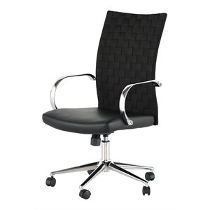 nuevo mia contemporary naugahyde & metal office chair in matte black/silver