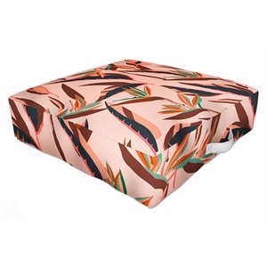 deny designs traditional fabric outdoor floor cushion in brown/paradise pink