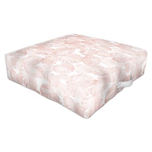 deny designs watercolor monstera fabric outdoor floor cushion in dusty pink