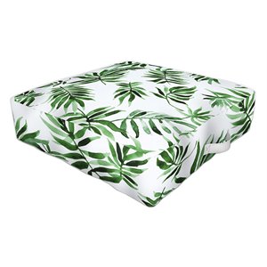 deny designs watercolor leaf traditional fabric outdoor floor cushion in green