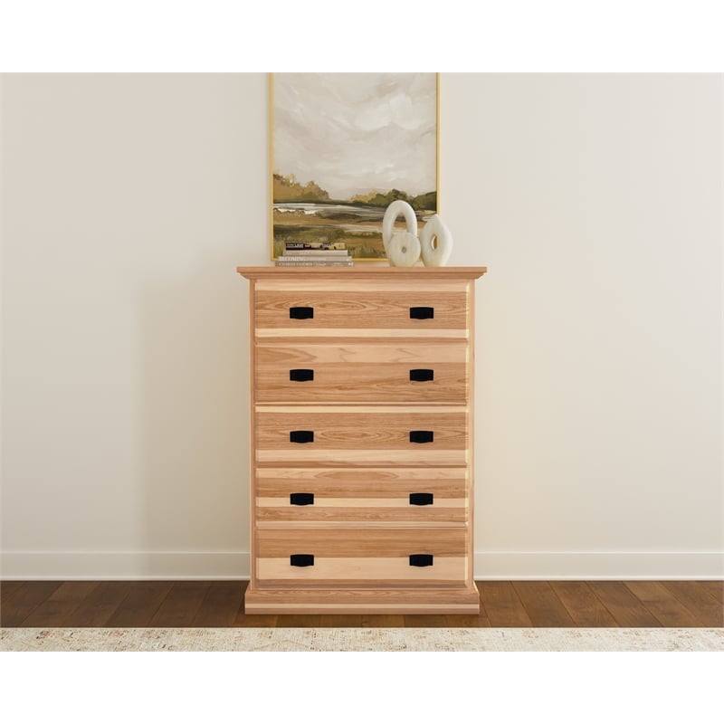 A-America Amish Highlands 5-Drawer Contemporary Wood Chest in Light Natural