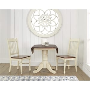 A-America British Isles Round Drop Leaf Dining Table in Buttermilk