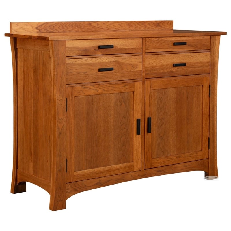 A-America Cattail Solid Wood 4-Drawers Bungalow Sideboard Server in Warm Amber