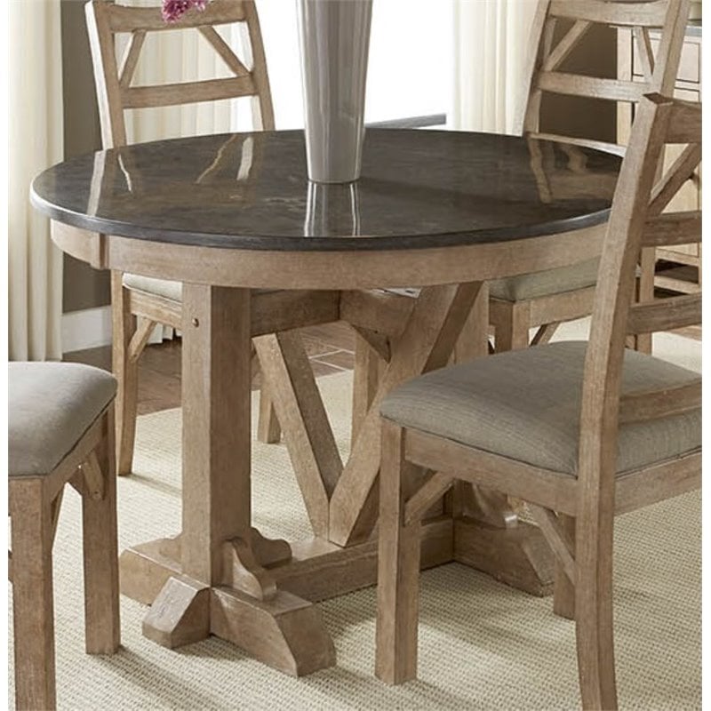 A-America West Valley Round Bluestone Dining Table in Rustic Wheat ... A-America West Valley Round Bluestone Dining Table in Rustic Wheat ...