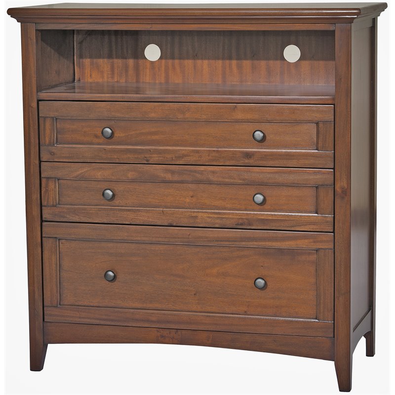 AAmerica Westlake Transitional Solid Wood Media Chest in Cherry Brown